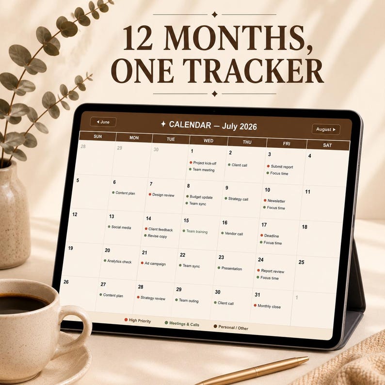 Ultimate Task Tracker Spreadsheet: 12-Month Productivity Planner (Digital Download)