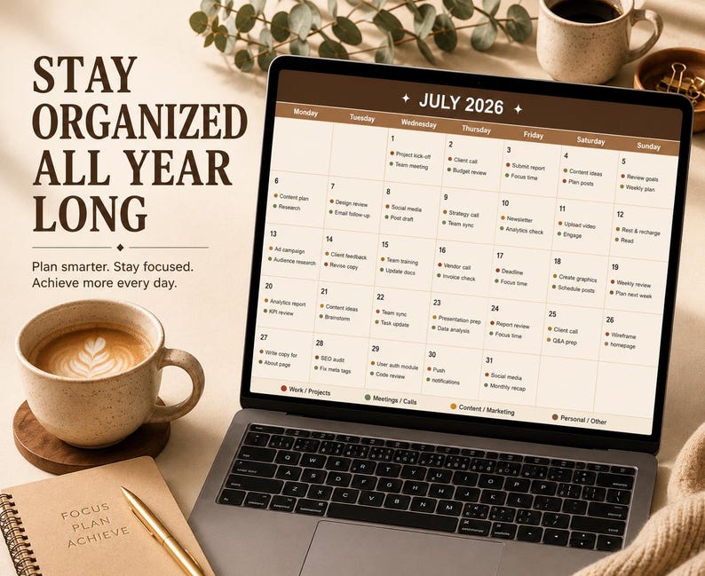 Ultimate Task Tracker Spreadsheet: 12-Month Productivity Planner (Digital Download)
