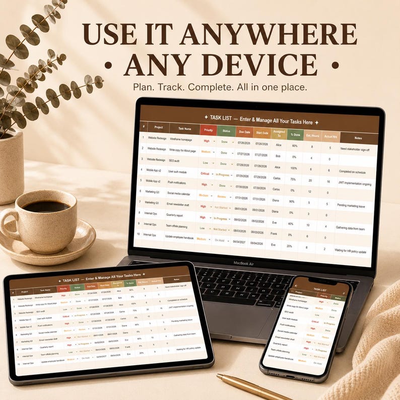 Ultimate Task Tracker Spreadsheet: 12-Month Productivity Planner (Digital Download)