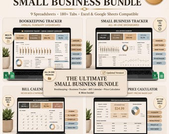 Small Business Bundle Inventory Tracker Order Tracker Product Handmade Pricing Calculator small business bookkeeping  Google Sheet Excel