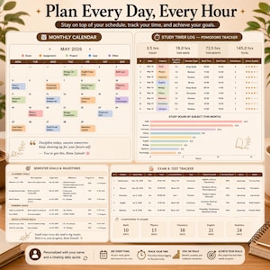 Akademischer Studienplaner (Google Sheets, Excel), Aufgabenübersicht, Studienplaner, Stundenplan, Notenrechner Bild 6