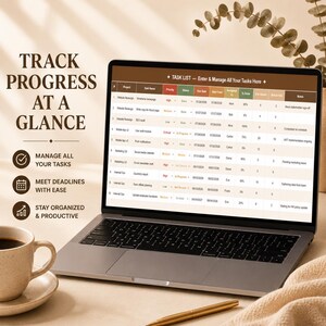 Ultimate Task Tracker Spreadsheet: 12-Month Productivity Planner (Digital Download)
