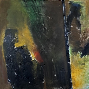 40x40 cm painting created with acrylic and chalk on canvas.