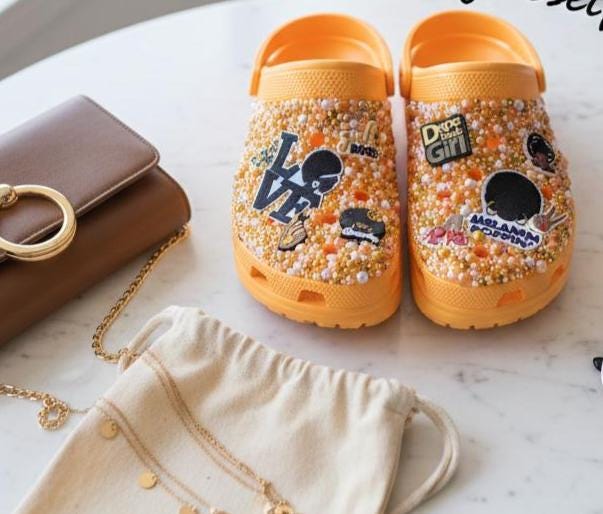 Zuecos Crocs de plataforma clásicos / Zuecos con brillo personalizado / Zuecos llamativos / Zapatos Crocs hechos a mano / Talla 9 para mujer