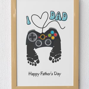 Papa Geburtstag | Vatertag Handabdruck Kunst | Videospiel Fußabdruck Stempel Art | Kinderferien Handwerk | Herunterladbarer Druck
