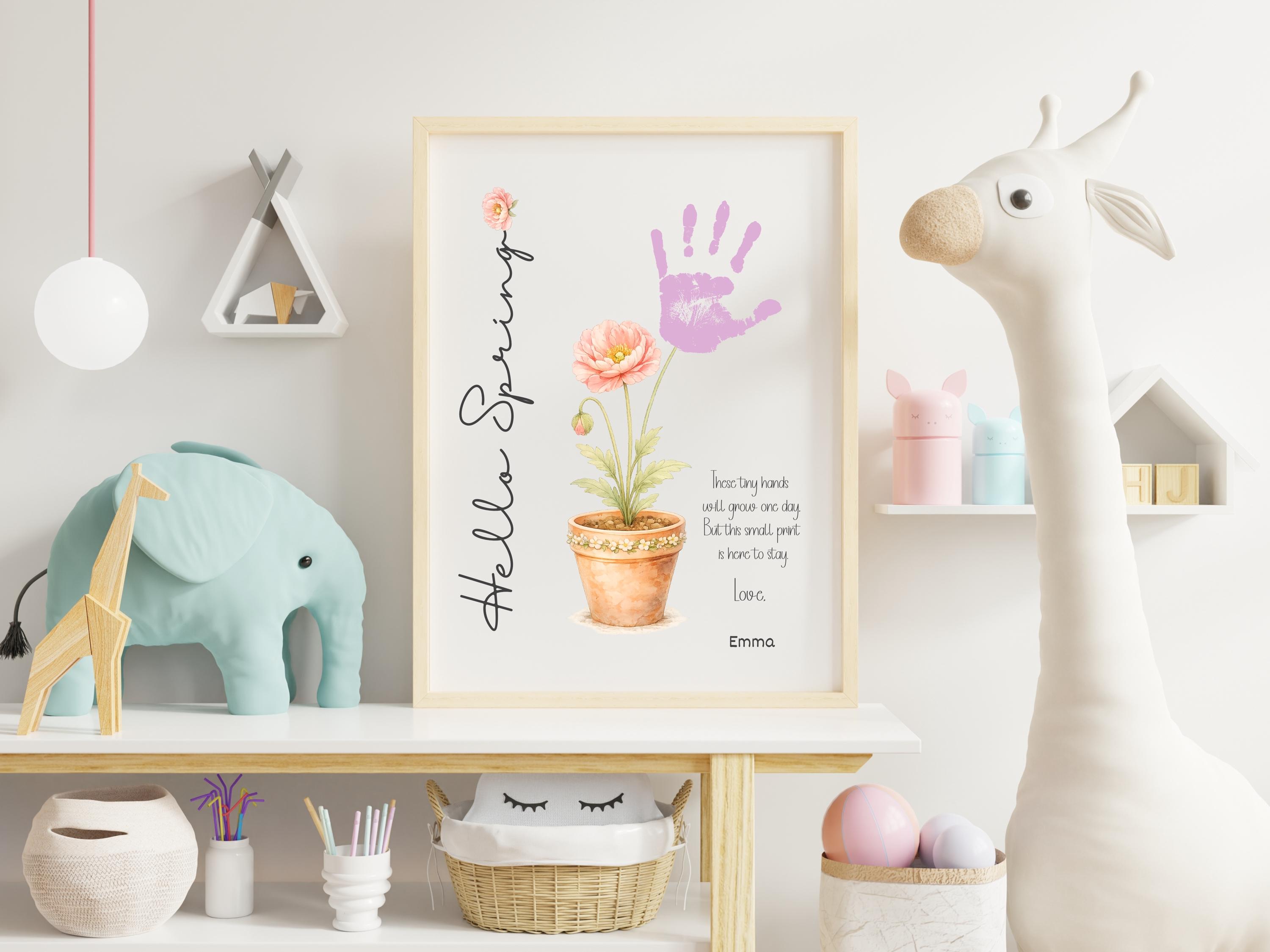 Hello Spring Hand Print Hello Spring Handprint Printable Kids Craft | Flower Keepsake Art ...