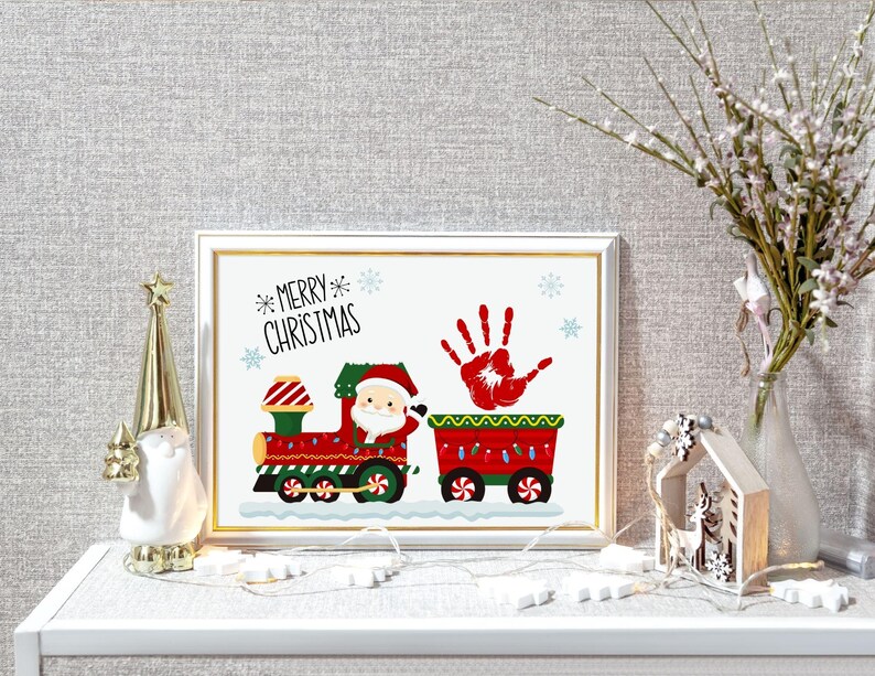 Santa Train Handprint Printable, Kids Christmas Craft, Digital Download ...