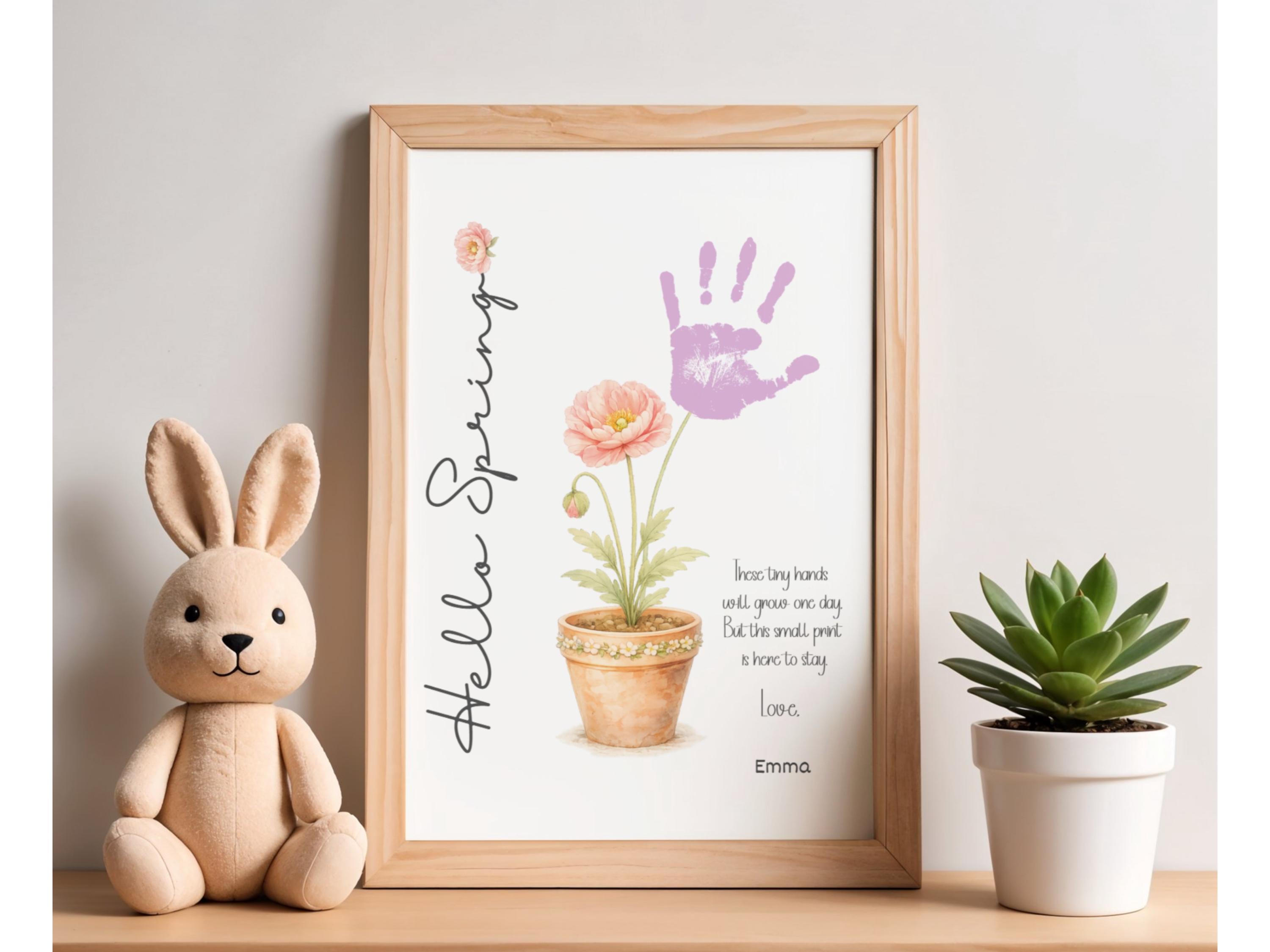 Hello Spring Hand Print Hello Spring Handprint Printable Kids Craft | Flower Keepsake Art ...