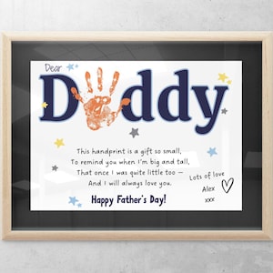 Vatertag Handabdruck druckbares Handwerk, Vatertag Handabdruck Kunst, mein Papa Gedicht Geschenk für Papa Sentimental Geschenk von Kindern, Kleinkind Baby