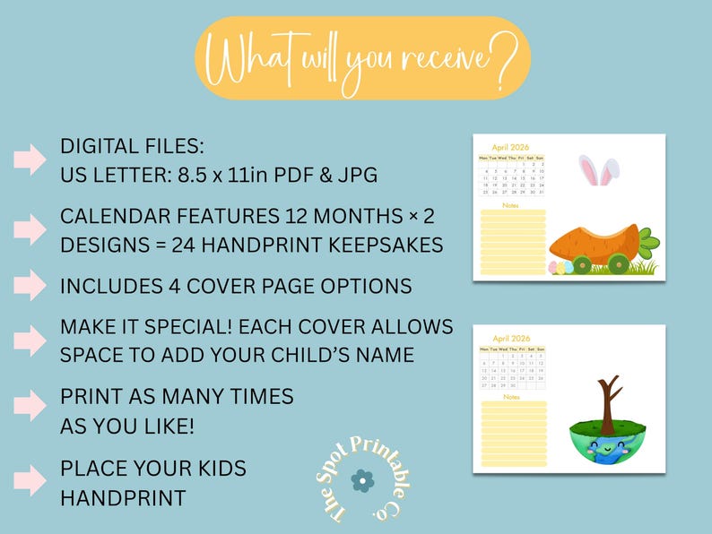 2026 Handprint Calendar Printable | Kids Craft Keepsake | DIY Family ...