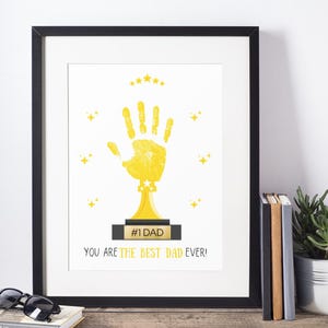 Trophäe Handabdruck Kunsthandwerk, Vatertagsgeschenk, für Papa, von Kindern, der beste Dad aller Zeiten, Andenken, druckbar, sofort-Download