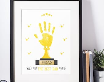 Dad Trophy Handprint Art, Father's Day Keepsake (Digital Download