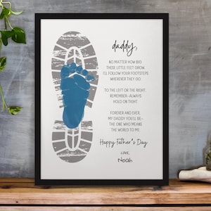 Fathers Day Footprint Craft, Fathers Day Gift, Fathers Day Poem, Footsteps Footprint, Gift for Dad from Kid, Digital Download, Printable DIY