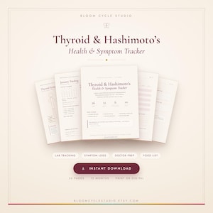 Suivi de la thyroïde Hashimoto, journal des symptômes et de l'alimentation, journal alimentaire de la thyroïdite, PDF imprimable, GoodNotes