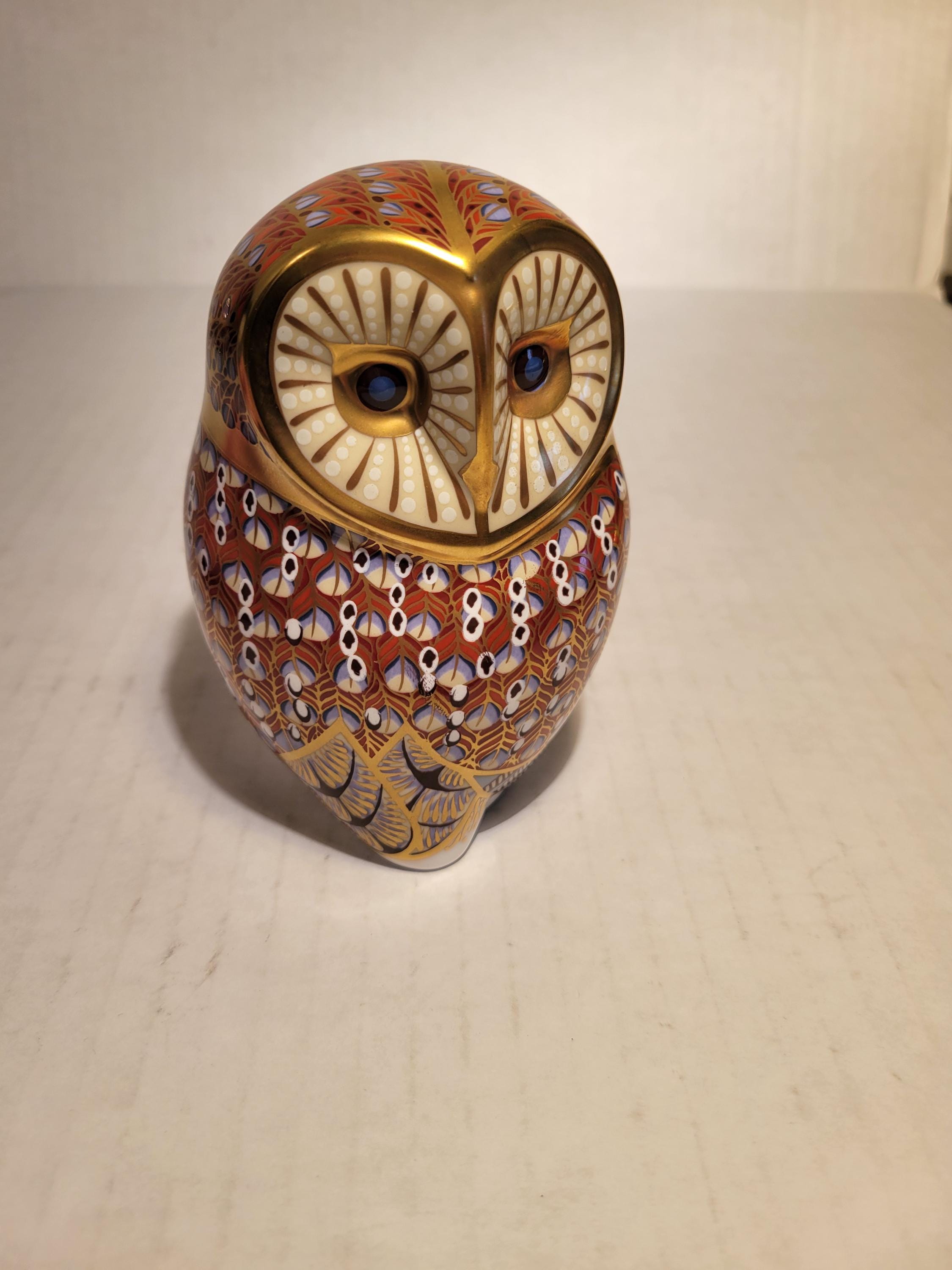 ロイヤルクラウンダービー　バーンアウル　ペーパーウェイト 1級品 ※美品 Royal Crown Derby Porcelain Paperweight - Barn Owl - Etsy