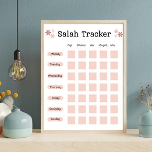 Salah Tracker Printable | Daily Prayer Tracker for Women | Islamic Planner PDF | Namaz Tracker for Girls | Deen Productivity Sheet