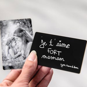 Carte en métal personnalisée avec message gravé – Cadeau enfant pour maman – Fête des Mères, anniversaire