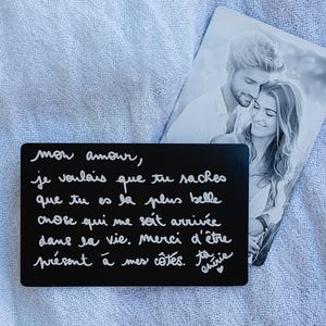LIVRAISON GRATUITE cadeau personnalisé, carte metal de portefeuille gravée, cadeau personnalisé, photo gravé, cadeau pour papa, cadeau homme