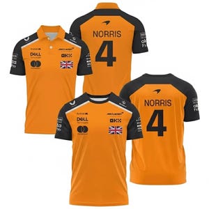 Polo naranja de Lando Norris McLaren F1 2025 – Camiseta de carreras con estampado 3D integral para aficionados