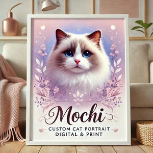 Retrato de gato personalizado: arte para mascotas personalizado • Opciones digitales e impresas • Memorial o regalo para amantes de los gatos