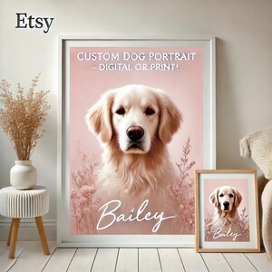 Custom Dog Portrait – Personalized Pet Art • Digital & Print Options • Memorial or Gift for Pet Lovers