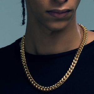 18K Gold Cuban Link Chain - 3mm 6mm 8mm 10mm 12mm Mens Miami Cuban Link Necklace Thick Heavy Curb Waterproof Chain Boyfriend Gift for Him