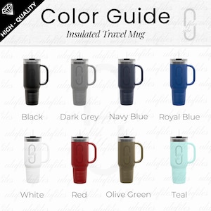 Insulated Travel Mug Color Chart 20 oz Travel Mug Color Guide Insulated Travel Mug Colors Travel Mug Chart Travel Mug Mockup Tumbler Color
