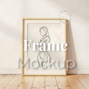 Frame Mockup Poster Mockup Gallery Wall art Vertical Simple Thin Wood Scandinavian Ulufiles Psd Template for Photoshop Photopea Mockup Pod