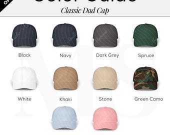 Classic Dad Cap Color Chart Dad Hat Color Guide Hat Color Chart Dad Hat Mockup Dad hat Color Chart Yupoong 6245CM Printify Mock ups Colors