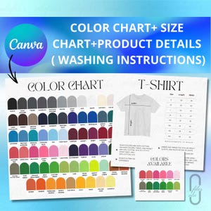 Canva Gildan 5000 colors Gildan 5000 color chart Gildan 5000 chart Gildan 5000 size chart editable canva template printable g5000 Guide