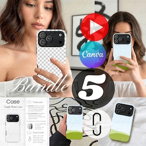 Zestaw mocnych makiet etui na telefon iPhone 17 Pro Max, makieta etui Printify, szablon Canva, makieta iPhone'a, cyfrowe pobieranie Canva w formacie PNG