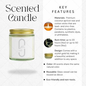 Vela de coco, Vela de cera de coco e damasco, Descrição da vela, Instruções da vela, Tabela de velas perfumadas, Modelos de velas, Modelo de vela