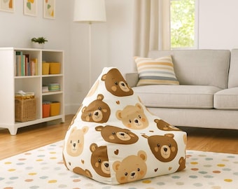 Bean Bag Chair Cover | Bear Faces Design | Kids Room