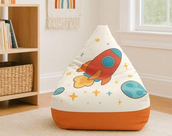 Rocket Bean Bag Chair Cover | Space Theme | Kids Room
