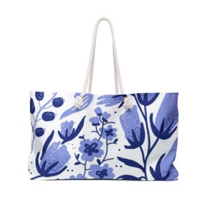 Botanical Floral Weekender Bag, Travel Tote, Beach Bag, Overnight Bag, Summer Getaway Essentials
