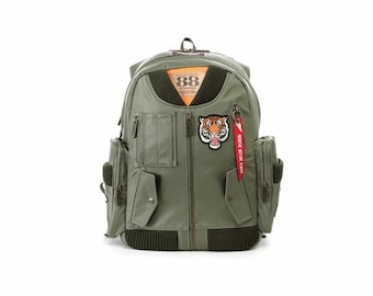 Aviation 88 inspired , Hellcat Bag, Backpack, The Iconic MA-1 Flight Bomber Jacket Based Multiple Accessory Pockets. Gift for Dad Him Her
