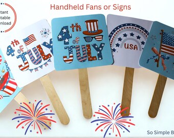 Letreros manuales imprimibles, accesorios fotográficos, imprimibles del 4 de julio, decoración del 4 de julio, suministros para la fiesta del 4 de julio.