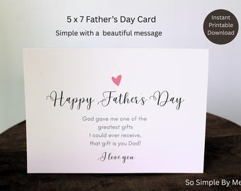 Una tarjeta sencilla para el Día del Padre con un hermoso mensaje. Descarga instantánea.