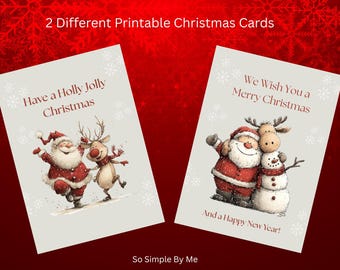 Tarjetas navideñas imprimibles, descarga digital, tarjetas de Navidad, Feliz Navidad, decoración navideña