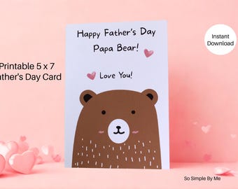 Tarjeta del Día del Padre imprimible, tarjeta del Día del Padre para niños, descarga instantánea, tarjeta de Feliz Día del Padre