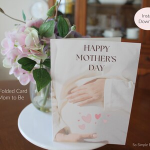 Une jolie carte pour la fête des mères. Carte de fête des mères, téléchargement imprimable instantané, future maman, carte future maman imprimable.