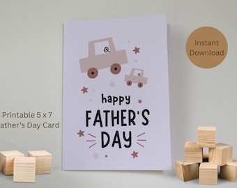 Tarjeta imprimible del Día del Padre, tarjeta del Día del Padre hecha por niños, descarga instantánea, Feliz Día del Padre