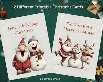 Tarjetas navideñas imprimibles, descarga digital, tarjetas de Navidad, tarjetas de Feliz Navidad, decoración navideña.