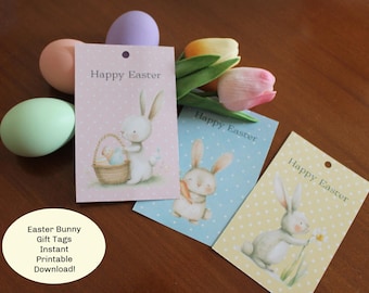 Etiquetas de regalo de Pascua imprimibles, etiquetas de regalo de conejito, etiquetas de regalo de Pascua