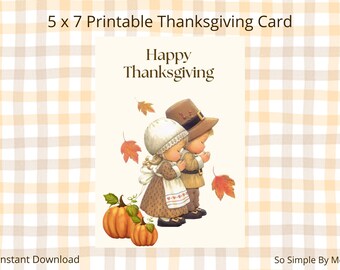 Tarjeta de Acción de Gracias imprimible, descarga instantánea para imprimir, tarjeta del Día de Acción de Gracias, tarjetas de Acción de Gracias, Feliz Día de Acción de Gracias.