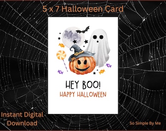 Tarjetas de Halloween imprimibles, tarjetas de Halloween, feliz Halloween, tarjeta de Halloween imprimible DIY, descarga digital