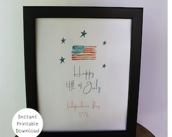Impresión patriótica imprimible, impresión del 4 de julio, decoración del 4 de julio, decoración de pared patriótica, impresión del 4 de julio.