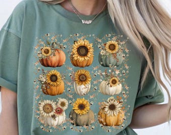 Boho Fall Pumpkin PNG Bundle: Sunflower & Floral Clipart (Digital Download