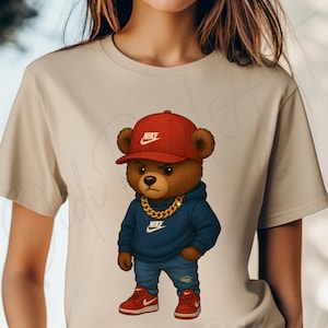 Designer Bear PNG, N ikePng,Cartoon Bear, Adventure time, Hip Hop Bear,DTF Teddy Bear, urban dtf, sublimation, bear graphic tee,top sellers