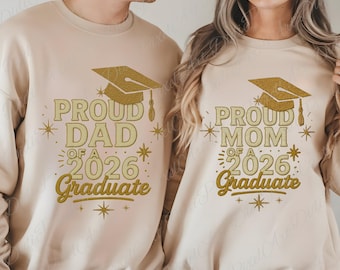 Proud Mom 2026 Graduate PNG: Faux Embroidered Shirt Design (Digital Download)